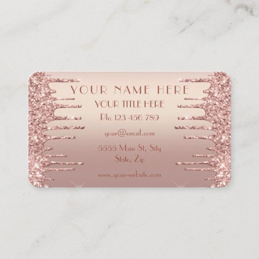 Roze Gouden Glitter Zakelijke Kaart Ontwerp Je Eig Visitekaartje (Achterkant)