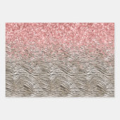 Roze Gouden Glitter Zebra Print Inpakpapier Vel (Voorkant 3)