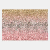 Roze Gouden Glitter Zebra Print Inpakpapier Vel (Voorkant)