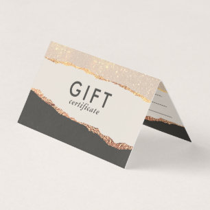 Roze Gouden Glitter & Zwarte Moderne Cadeaubon Kaart