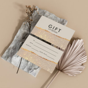 Roze Gouden Glitter & Zwarte Moderne Cadeaubon Visitekaartje