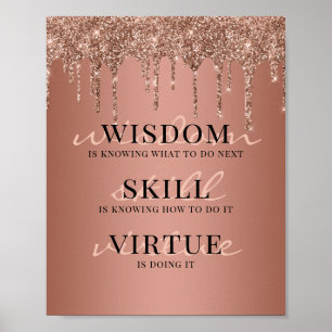 Roze Gouden Glitterdruppels Motiverende Spreuk Poster