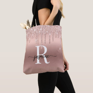 Roze Gouden Glitterdruppels Roze Metaal Meisjesach Draagtas