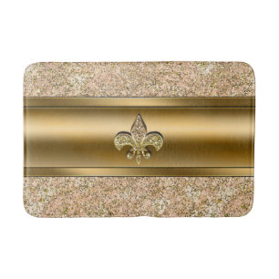 Roze & Gouden Glitterende Fleur de lis Chic Badmat
