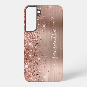 Roze Gouden Glitterige Folie Meisjesachtige Handte Samsung Galaxy Hoesje