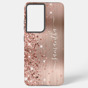 Roze Gouden Glitterige Folie Meisjesachtige Handte Samsung Galaxy Hoesje