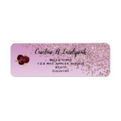 Roze Gouden Glitters, Burgundyrozen Sweet 16 Etiket (Voorkant)