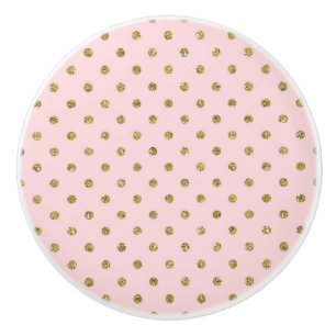 Roze & Gouden Glitters Glanzende Stippen Minimalis Keramische Knop