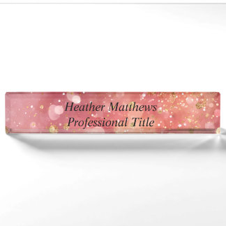 Roze & Gouden Glitters Naambordje