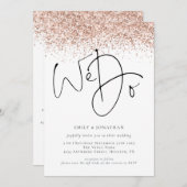 Roze Gouden Glitters We Do QR Bruiloft Kaart (Voorkant / Achterkant)