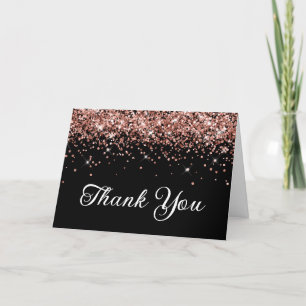 Roze Gouden Glitters Zwart 50e Verjaardag Bedankkaart