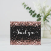 Roze Gouden Glitters Zwarte Sweet 16 Hartjes Bedan Briefkaart (Staand voorkant)