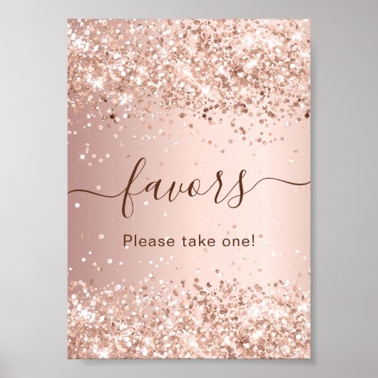 Roze gouden glitterspul feest favoriet bord poster (Voorkant)
