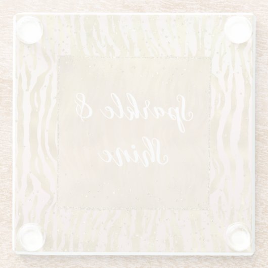 Roze Gouden Glitz Sparkle Zebra Print Glazen Onderzetter (Achterkant)