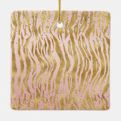 Roze Gouden Glitz Sparkle Zebra Print Keramisch Ornament (Achterkant)