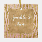 Roze Gouden Glitz Sparkle Zebra Print Keramisch Ornament (Voorkant)