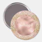 Roze Gouden Glitzy Girly Sparkle Glitter Ombre Magneet (Voorkant / Achterkant)