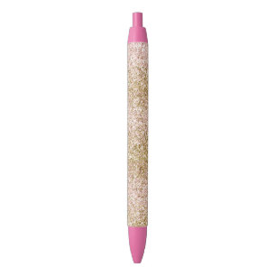 Roze Gouden Glitzy Girly Sparkle Glitter Ombre Zwarte Inkt Pen