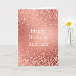 Roze Gouden Glitzy Glitter Schitterende Verjaardag Kaart