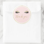 Roze Gouden Glitzy Zwarte Wimpers Dank u Ronde Sticker (Tas)