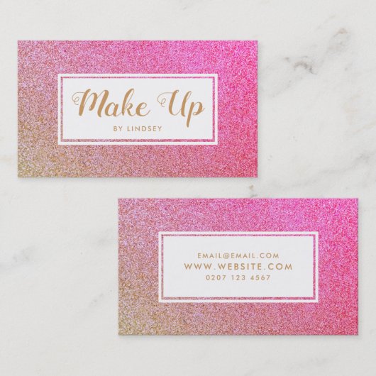 Roze gouden goudsparkle glitter maakt artiest visitekaartje (Voorkant / Achterkant)