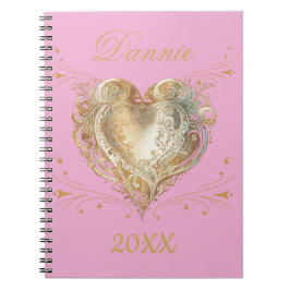 Roze & Gouden Hart Elegant Maatwerk Notitieboek