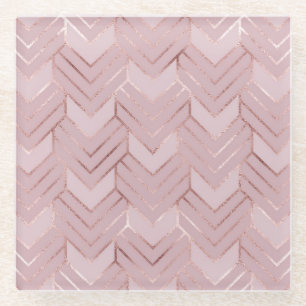 Roze gouden harten glitter patroon. glazen onderzetter