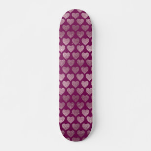 Roze Gouden Harten Glitter Patroon Skateboard