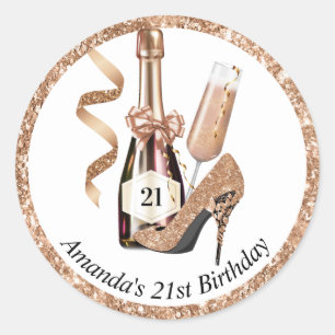 Roze Gouden Hoge Hakken en Champagne Vrouwen Verja Ronde Sticker