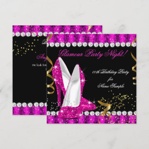Roze Gouden Hoge Hakken Glitters Glamour Feest Nac Kaart