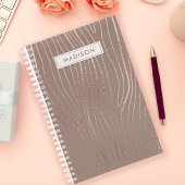Roze Gouden Houtnerf Abstract Luxe Glam Planner