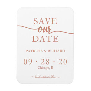 Roze Gouden Kalligrafie Huwelijk Save The Date Magneet