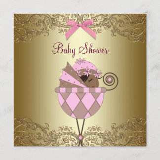 Roze Gouden Kant Baby Meisje Shower Kaart