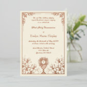 Roze Gouden Kelk Eerste Communie Elegantie Folie Uitnodiging (Staand Voorkant)