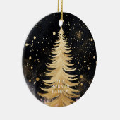 Roze Gouden Kerstboom Keramisch Ornament (Rechts)