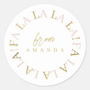 Roze Gouden Kerstmis Fa La ID1009 Ronde Sticker