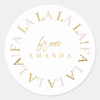 Roze Gouden Kerstmis Fa La ID1009 Ronde Sticker