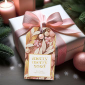 Roze Gouden Kerstmis Merry Pattern#22 ID1009 Cadeaulabel