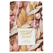 Roze Gouden Kerstmis Merry Pattern#22 ID1009 Medium Cadeauzakje (Voorkant)