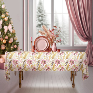 Roze Gouden Kerstmis Vrolijk Patroon#21 ID1009 Tafelkleed