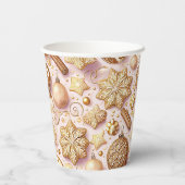 Roze Gouden Kerstmispatroon#12 ID1009 Papieren Bekers (Achterkant)
