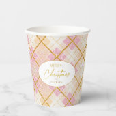 Roze Gouden Kerstmispatroon#28 ID1009 Papieren Bekers (Voorkant)