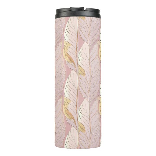 Roze Gouden Kerstmispatroon#29 ID1009 Thermosbeker (Achterkant)