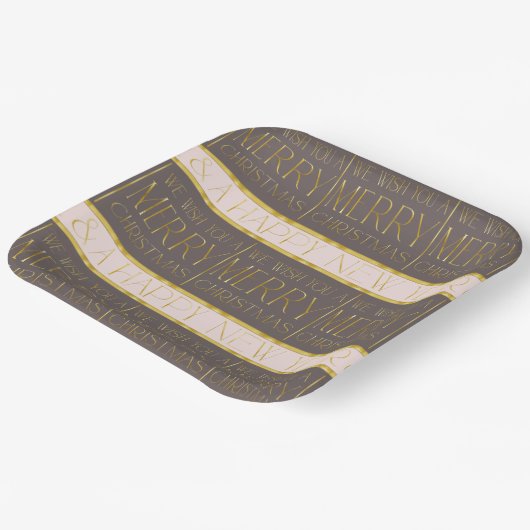 Roze Gouden Kerstmispatroon#35b ID1009 Papieren Bordje (Gebogen)