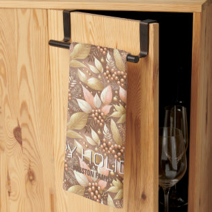 Roze Gouden Kerstmispatroon#8 ID1009 Theedoek