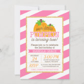 Roze Gouden Kleine Pompoen Meisje 2e Verjaardag Kaart (Voorkant)