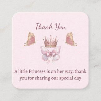 Roze & Gouden Kleine Prinses Baby Shower Bedankt Informatiekaartje