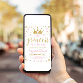 Roze Gouden Kleine Prinses Baby Shower Uitnodiging