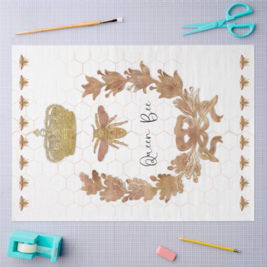 Roze Gouden Koningin Bijenkorf Koninklijk Glitter  Tissuepapier (Craft)