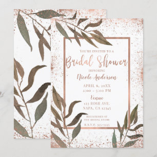 Roze Gouden Koper Botanische Glam Bruidsdouche Kaart